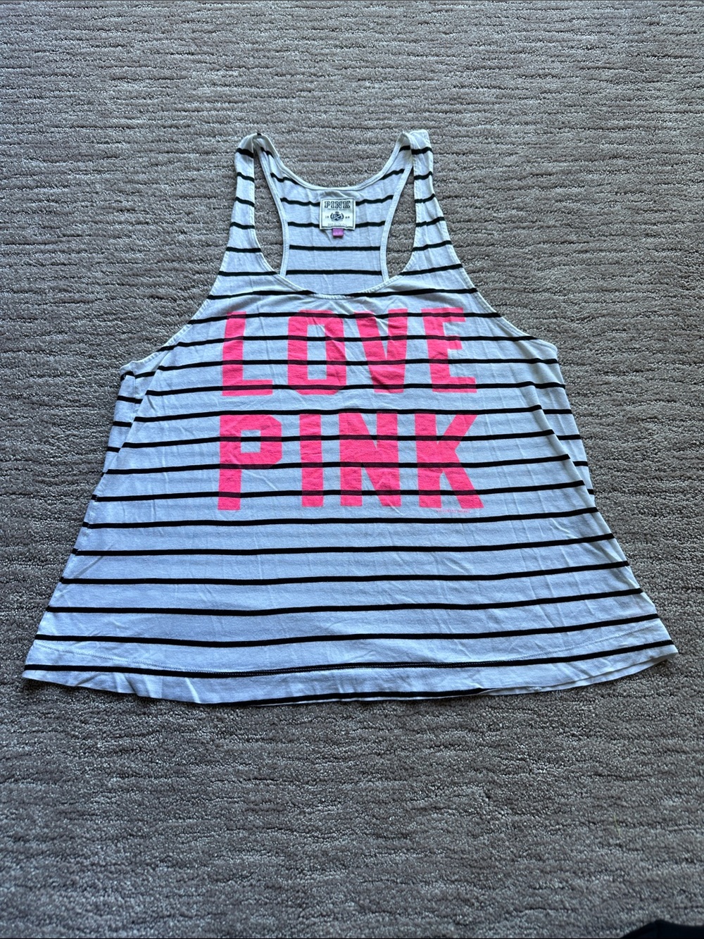 PINK Striped Racerback Tank